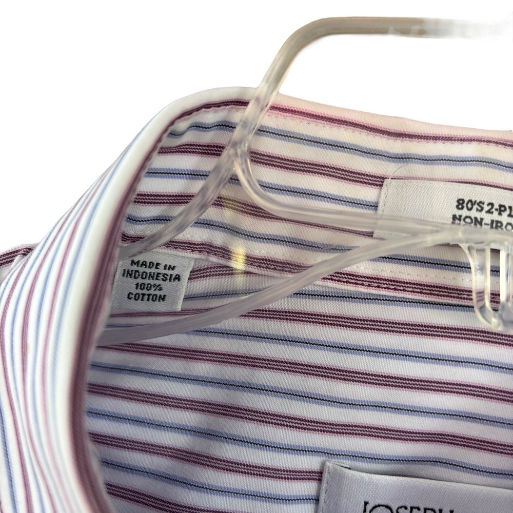 Joseph & Feiss Dress Shirt Mens 16.5‎ 32/33 80s 2-Ply Non Iron Striped Cotton - Picture 3 of 4